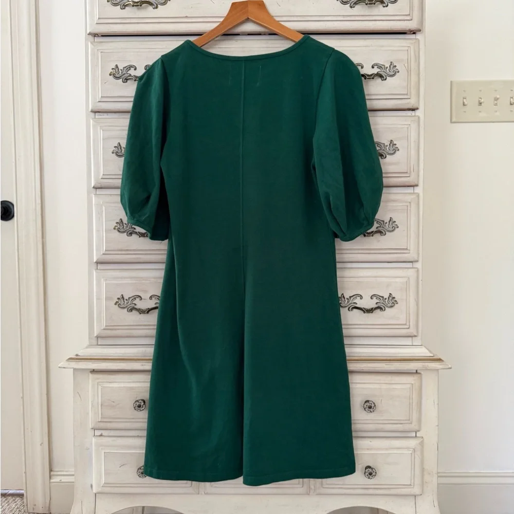 Anthropologie Velvet by Graham Spencer Green Puff Sleeve Dress - Picture 3 of 5
